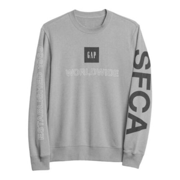 Gap Sweatshirt Mens M Yellow Logo San Francisco California Bright Spring Pastel - Picture 2 of 10